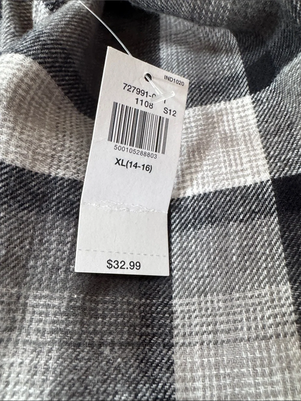 Kids Old Navy Black & Gray Plaid Button-Down Shirt
